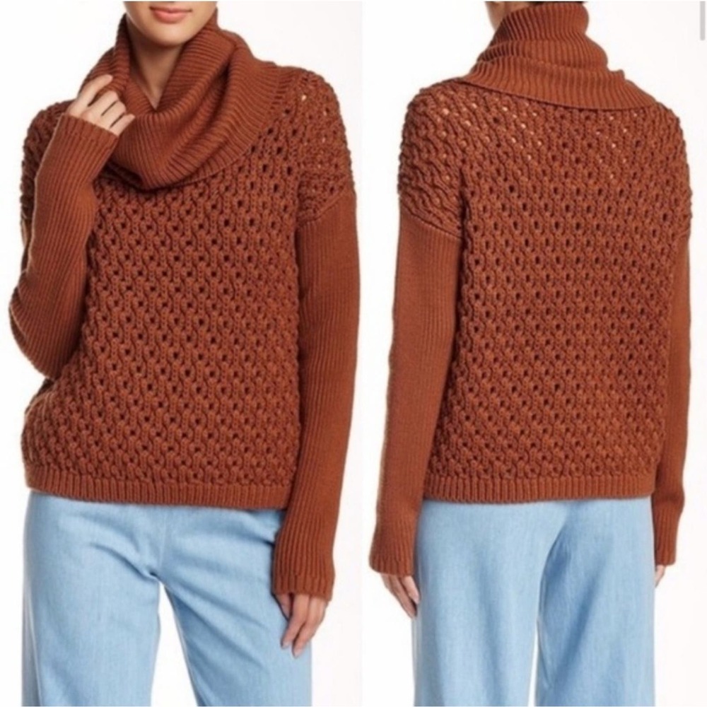 Alice + Olivia Wool Cable Knit Turtleneck Sweater, Size Medium